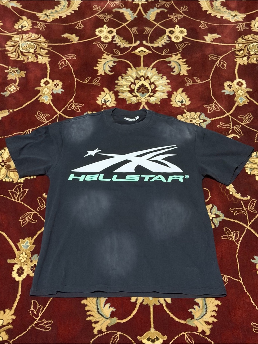 HELLSTAR Black Graphic Logo Tee with Mint Accent